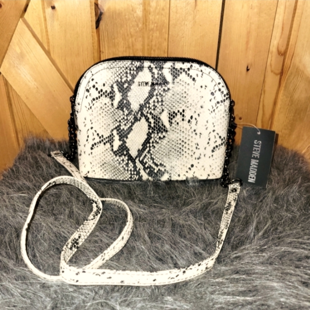 Steve Madden faux snakeskin crossbody bag-black/white